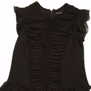 🔺 Who What Wear Black Ruched Ruffle Blouse